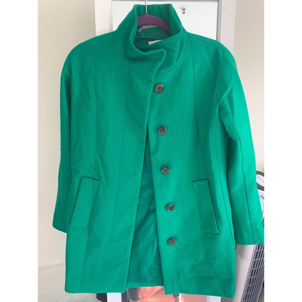 J Crew green wool coat size 0